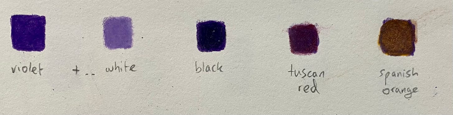 Layering violet with one other colour